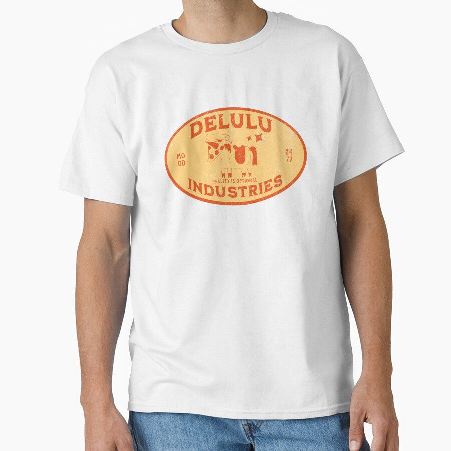 Funny Delulu Shirt Retro Delulu Industries Pizza Unicorn Reality Optional Vintage Meme Design by RealLifeMerchies