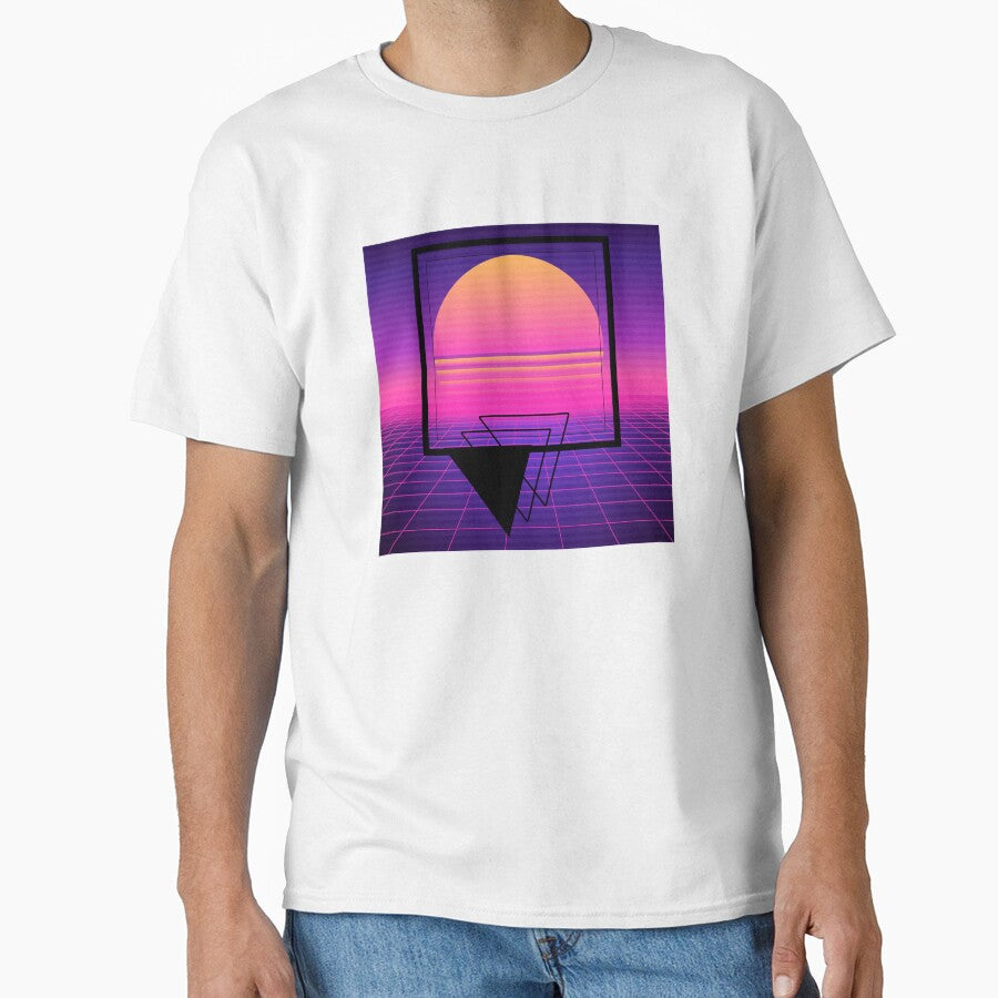Retro Sunset Grid Neon Synthwave Landscape Purple Pink by Artography Designs