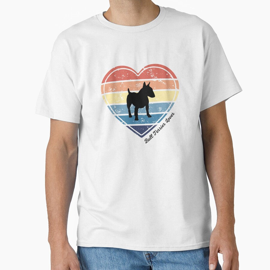 Bull Terrier Lover Retro Sunset Heart by Print-A-Joke