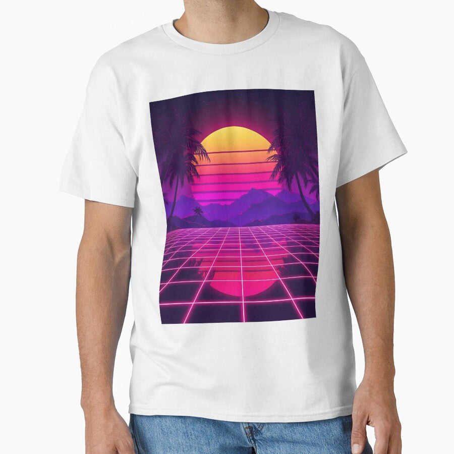 Neon Sunset Grid - Synthwave 80s Retrowave Aesthetic by VibranPalette