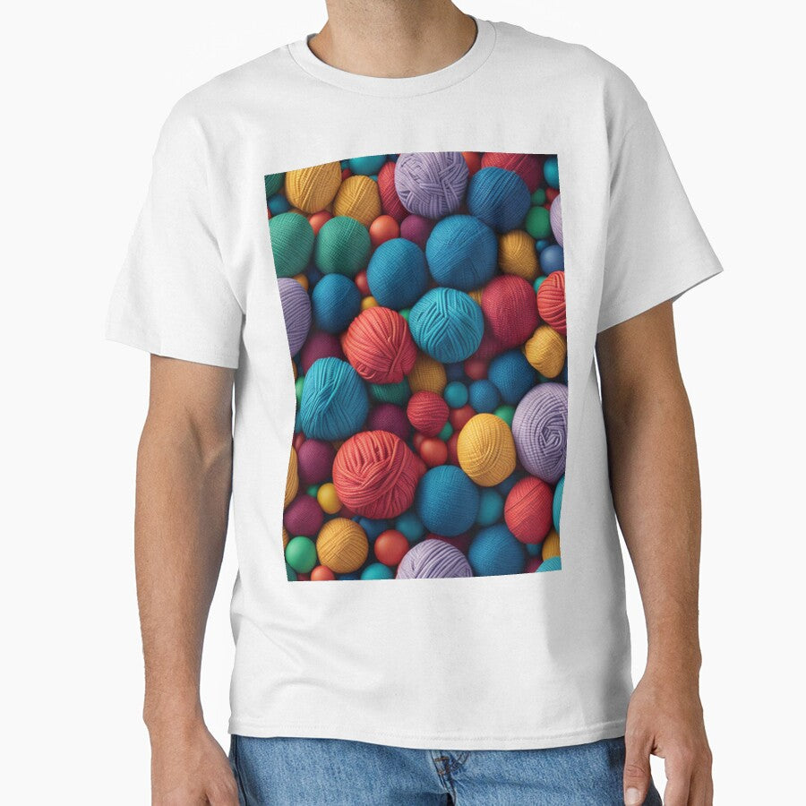 Colorful Knitting Balls of Yarn Pattern Design Print by randomtdesigns