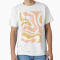 Modern Retro Liquid Swirl Abstract Pattern Pale Blush Pink and Yellow by kierkegaard