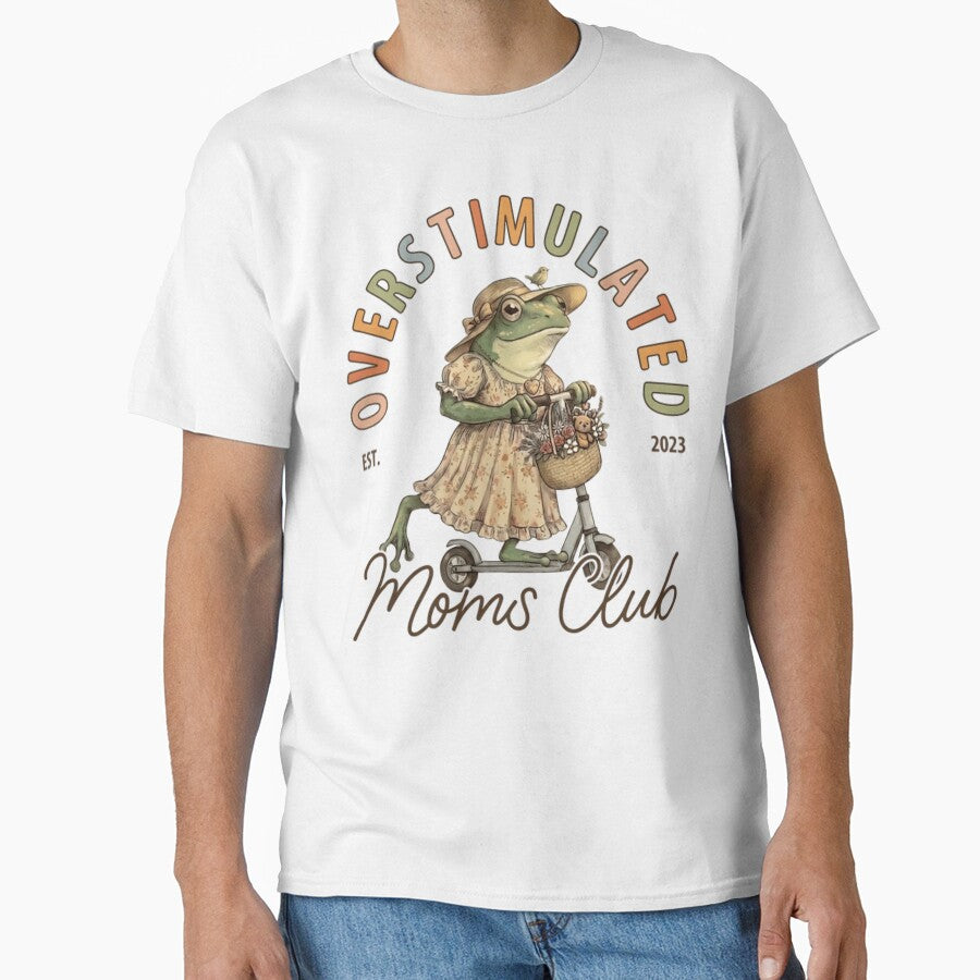 Overstimulated Moms Club Vintage Frog Cottagecore Funny Mom Classic T-Shirt by BeatriceJFling