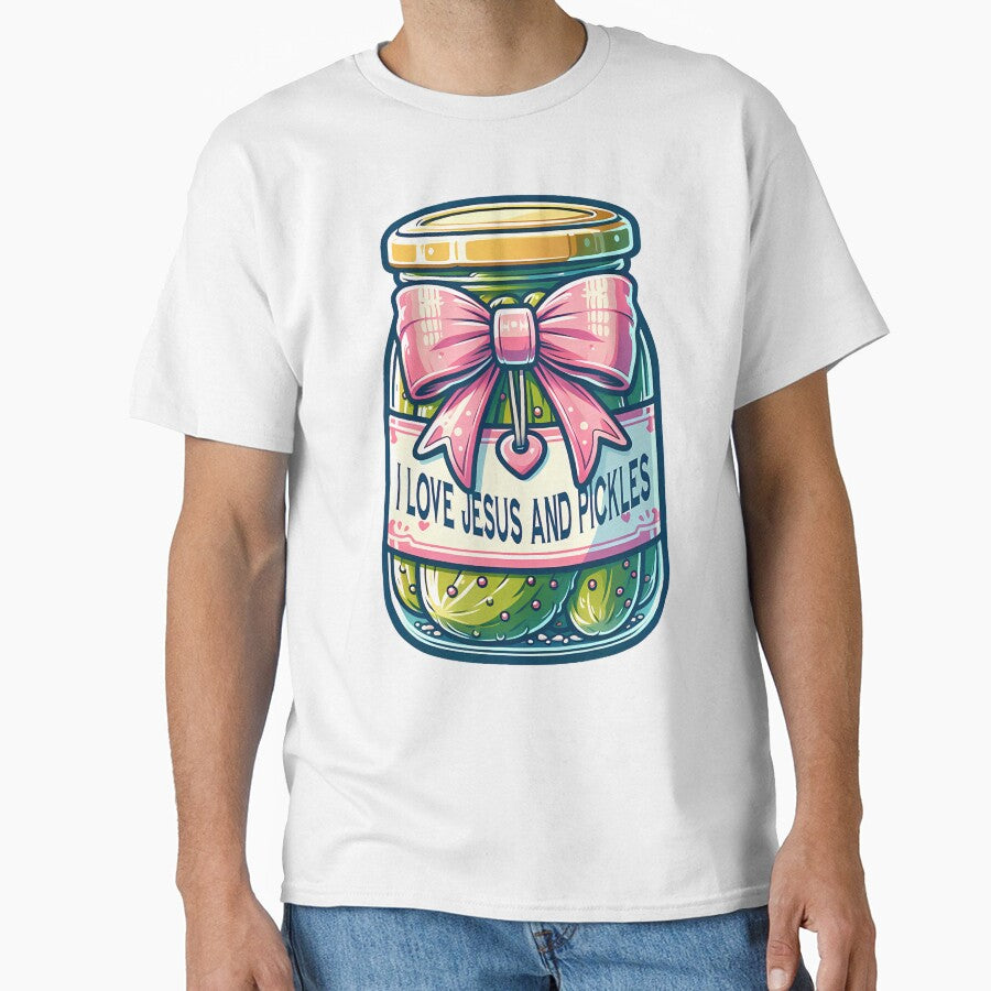 I Love Jesus And Pickles With Cute Coquette Bow Aesthetic by TaraAnnie