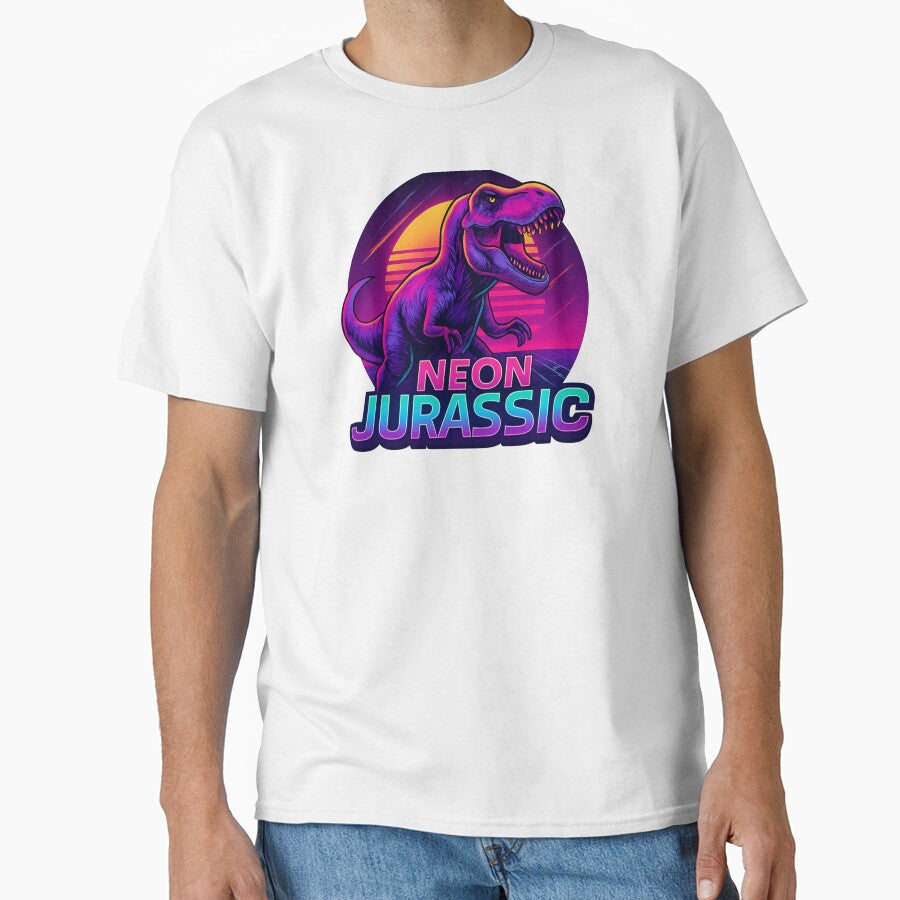 Neon Jurassic T-Rex - Vaporwave Dinosaur Synthwave Design by MKreative Studio