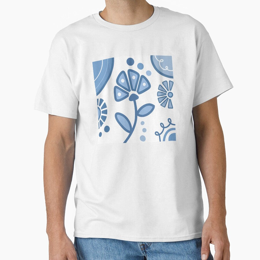 Blue And White Flower Bohemian Design by Sartoris Art