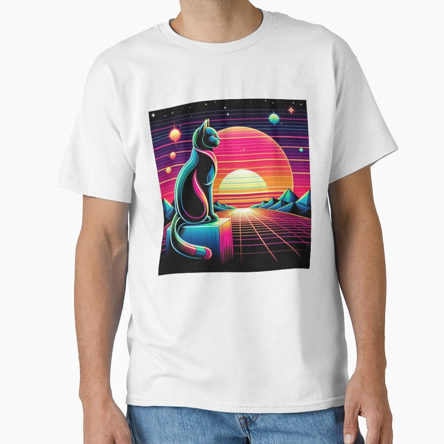Retro Futuristic Cat in Neon Dreamscape by Dogandesighn