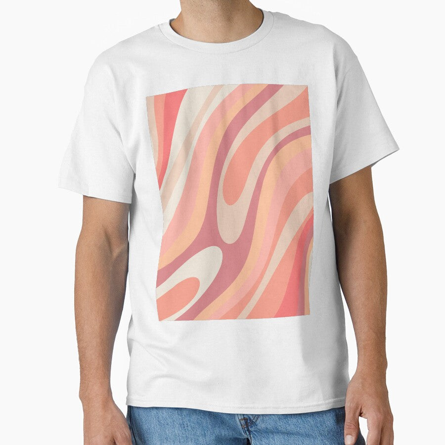 Retro Wavy Loops Pink Peach Pastel Abstract Pattern by kierkegaard