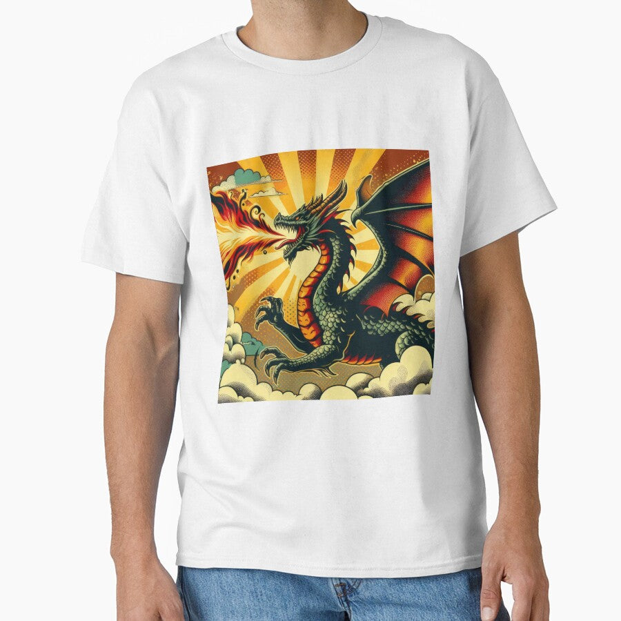 vintage dark dragon breathing fire by Expressions-Sel