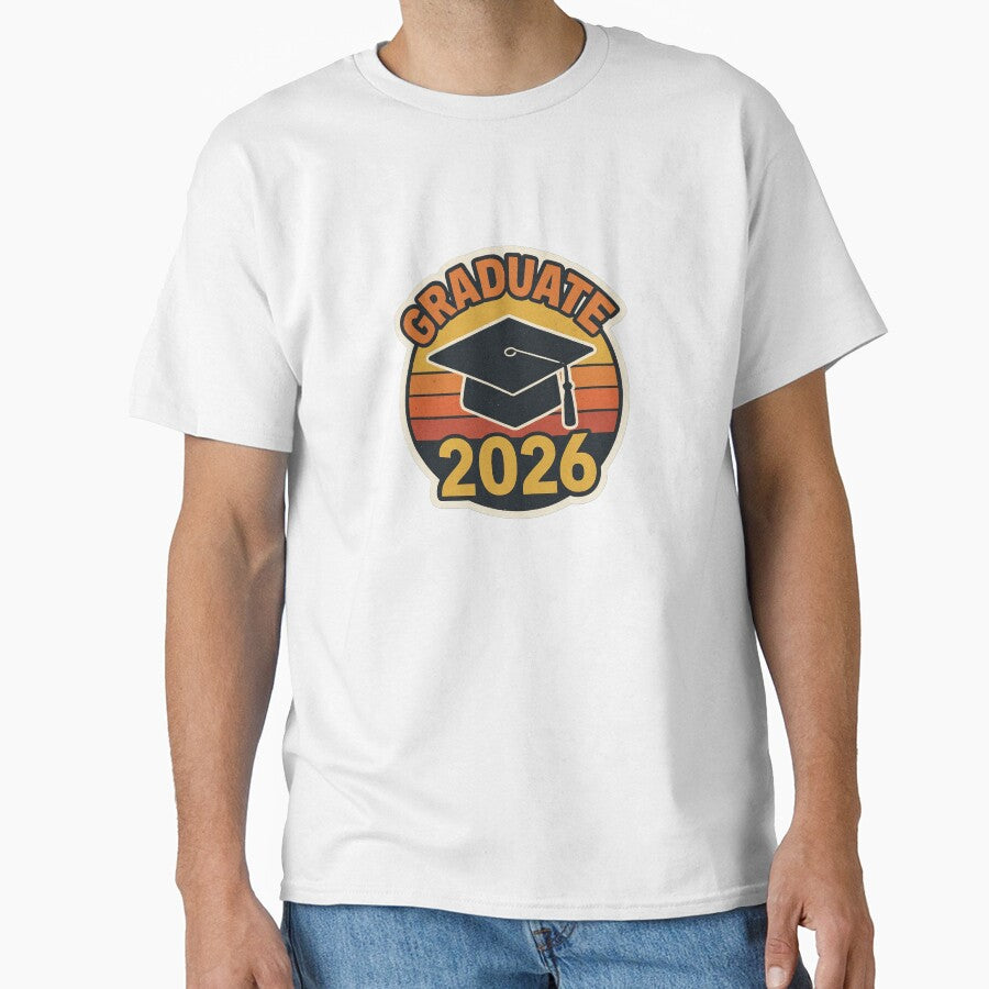 Graduate 2026 Retro Sunset Graduation Cap Sticker by Corgi & co Shop