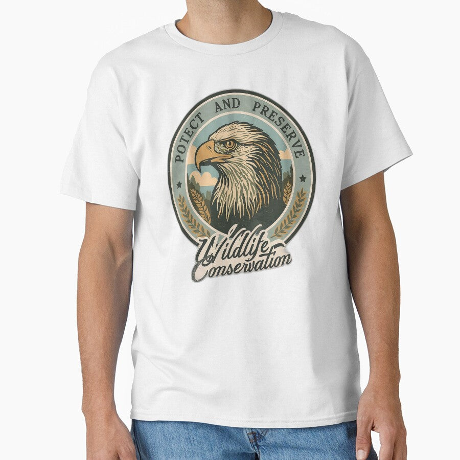 Protect and Preserve Wildlife Eagle Conservation Vintage Art by Evergreen Horizon Works