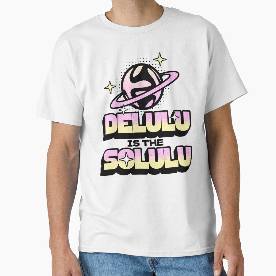 Delulu Is the Solulu Groovy Planet Gen Z Aesthetic Funny TikTok Y2K Meme Quote by darkskydelights
