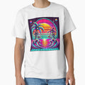 Neon Paradise – Vibrant Retro Sunset with Palm Trees & Ocean Waves by Hegen79