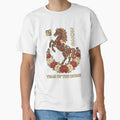 2026 Year of the Horse, Red Floral Chinese Zodiac Lunar New Year Gift, Elegant Horse Asian Art Graphic Tee by saloui