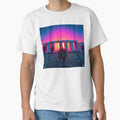 Vaporwave Stonehenge Sunset with Palm Trees - Retro Synthwave Digital Art Print by EllDAV777