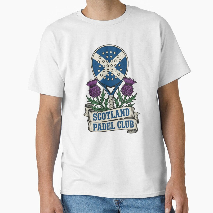 Scotland Padel Club – Saltire Racket Thistle Crest Art Print by Loom on the Loch