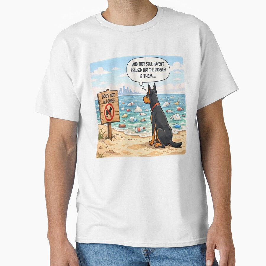 The Problem Is Us – Environmental Awareness Dog Illustration Art by YogaCreations