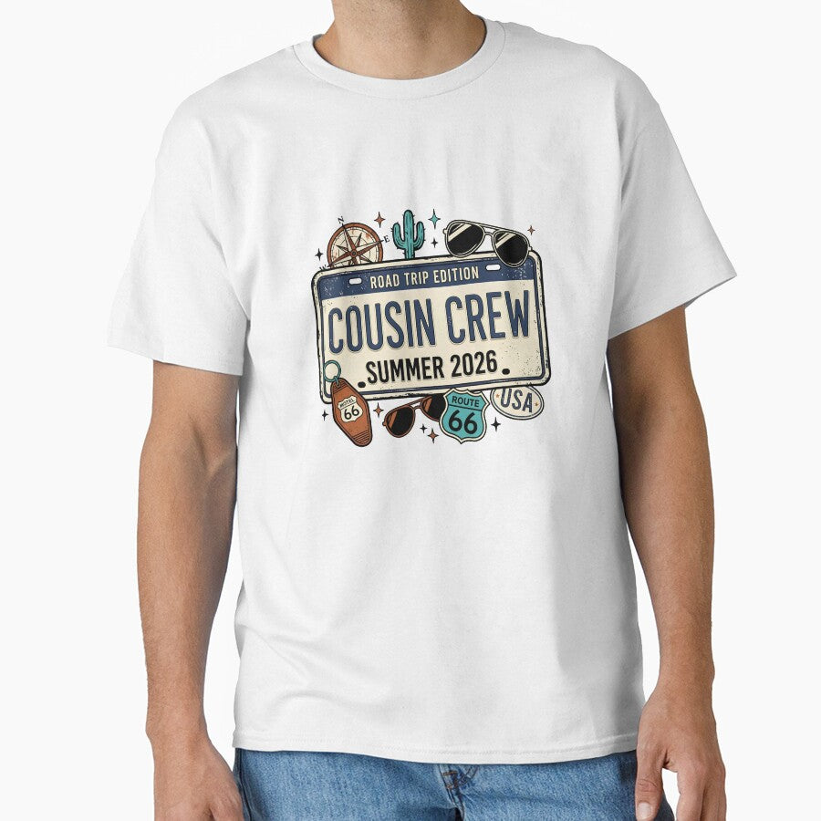Cousin Crew Summer 2026 Family Vacation Matching Retro Beach Reunion Design by get55shirt