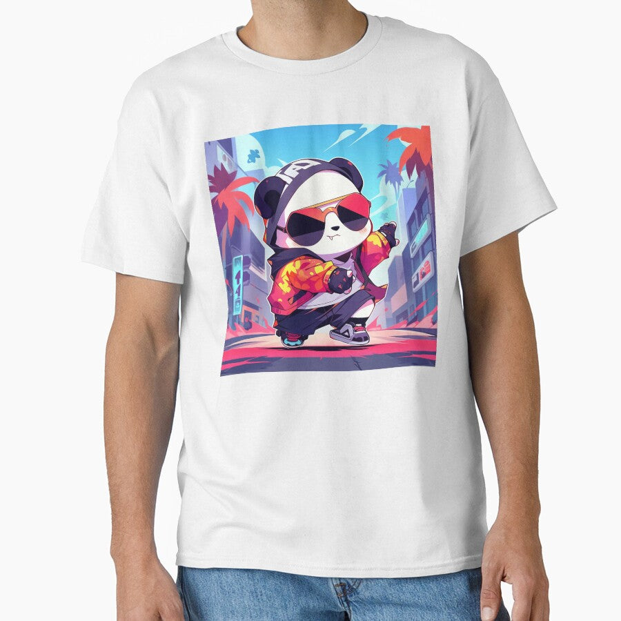 Cool Street Style Panda in Urban Cartoon Artwork by PaintbrushPlace