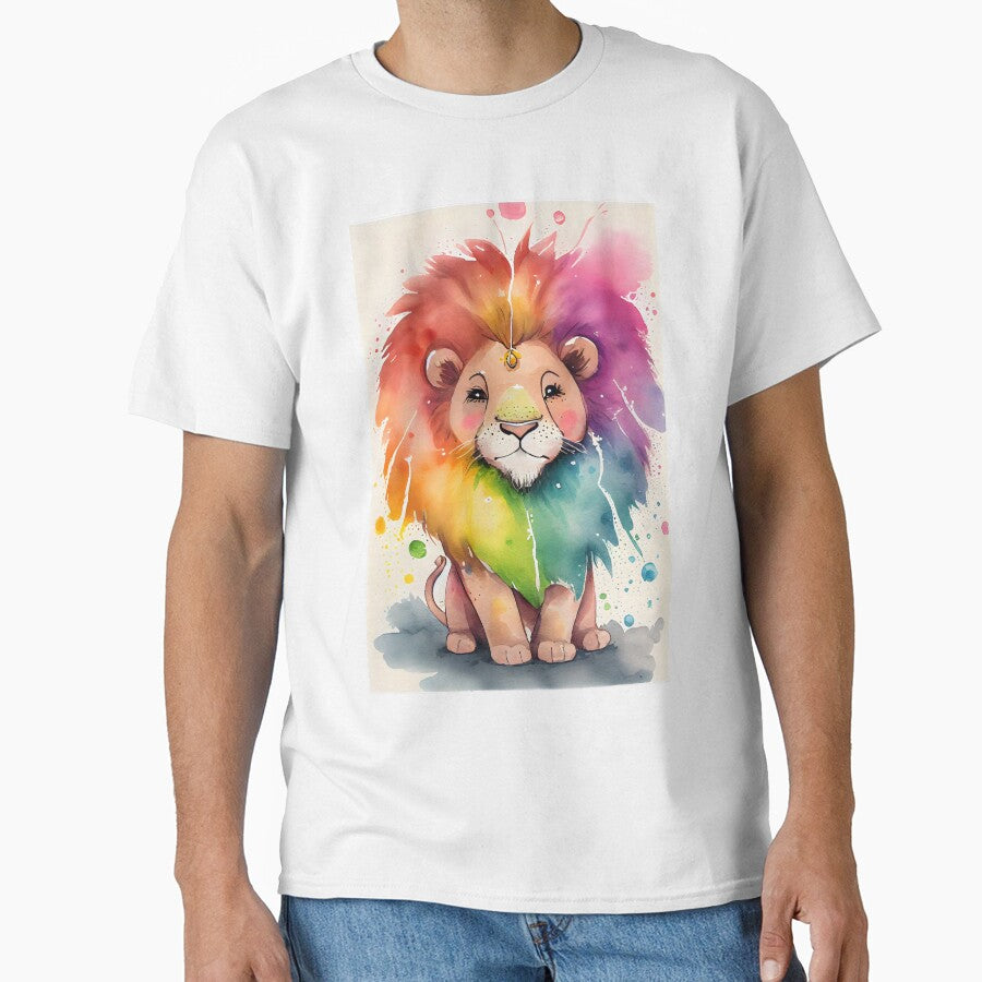 Happy Magical Kawaii Cute Lion Bright Rainbow Colors by ClairesPatterns