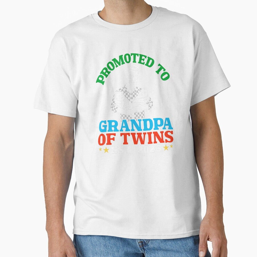 Promoted To Grandpa Of Twins Est 2026 Funny Family Announcement by zamiokaline