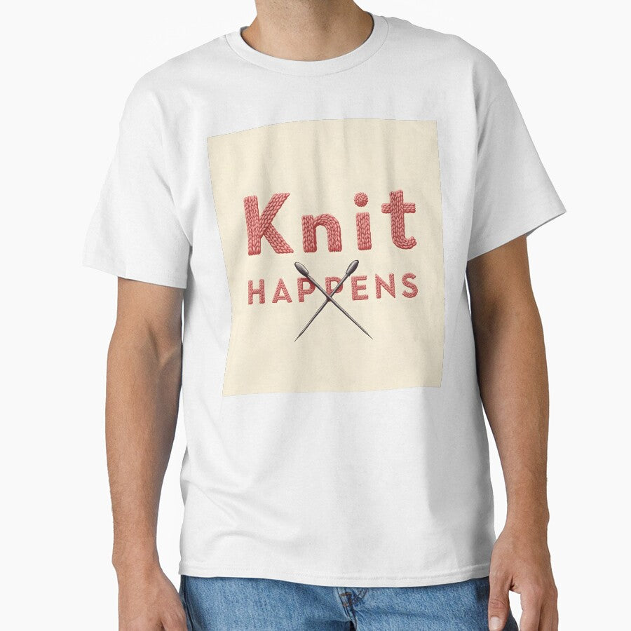 Knit Happens – Minimalist Yarn Humor Design by nhk999