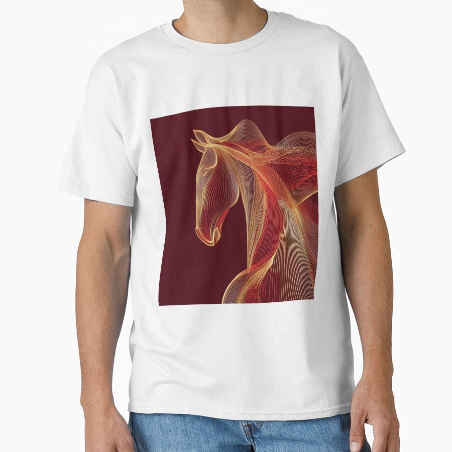 Abstract Minimalistic 2026 Red Fire Horse Elegant Curvature by GrinGalore