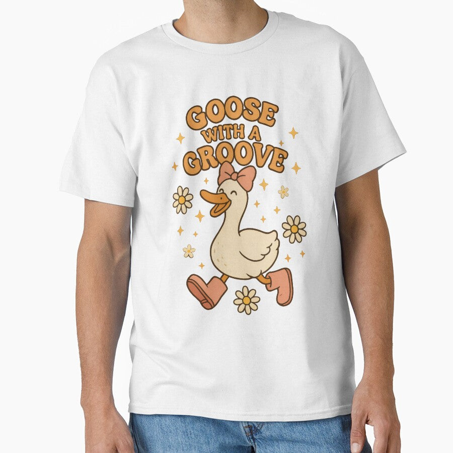 Goose with a Groove Cute Dancing Goose Funny Retro Animal Aesthetic Design by inkoutninja