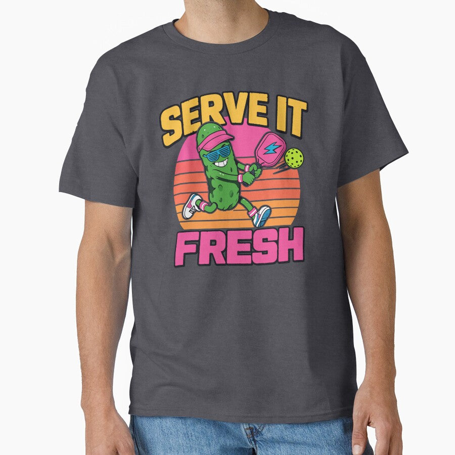 Serve It Fresh Retro Pickleball Player by DigitalGlade