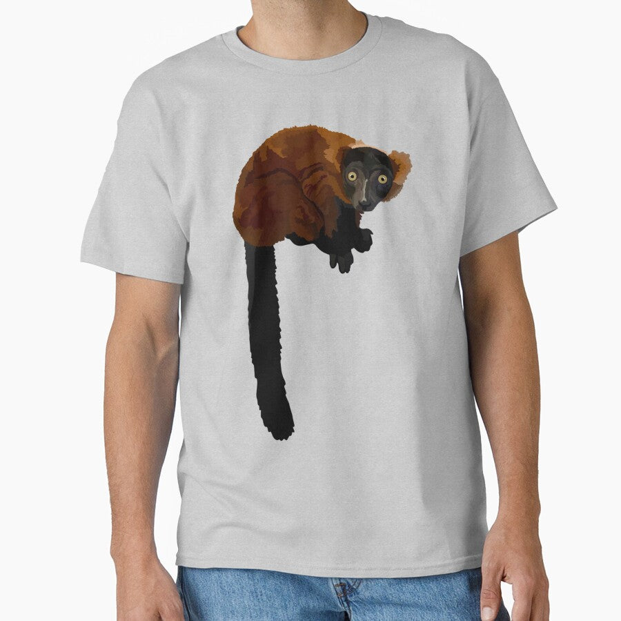 R is for Red Ruffed Lemur,Red Ruffed Lemur Artwork – Vibrant Primate Illustration and Madagascar Wildlife Design by PrettylittlepastelUk