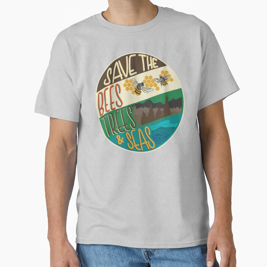 Save The Bees, Trees & Seas | Round Retro Image by CarlosAlberto