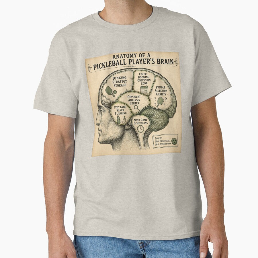 Pickleball Player Brain Scan – Funny Vintage Anatomy Humor Art | Pickleball Gift by irfanshikh
