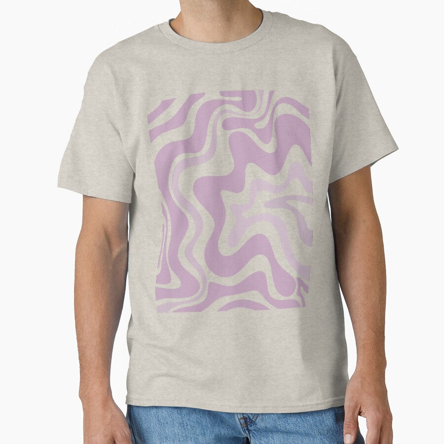Retro Liquid Swirl Abstract Pattern in Lavender and Cream by kierkegaard