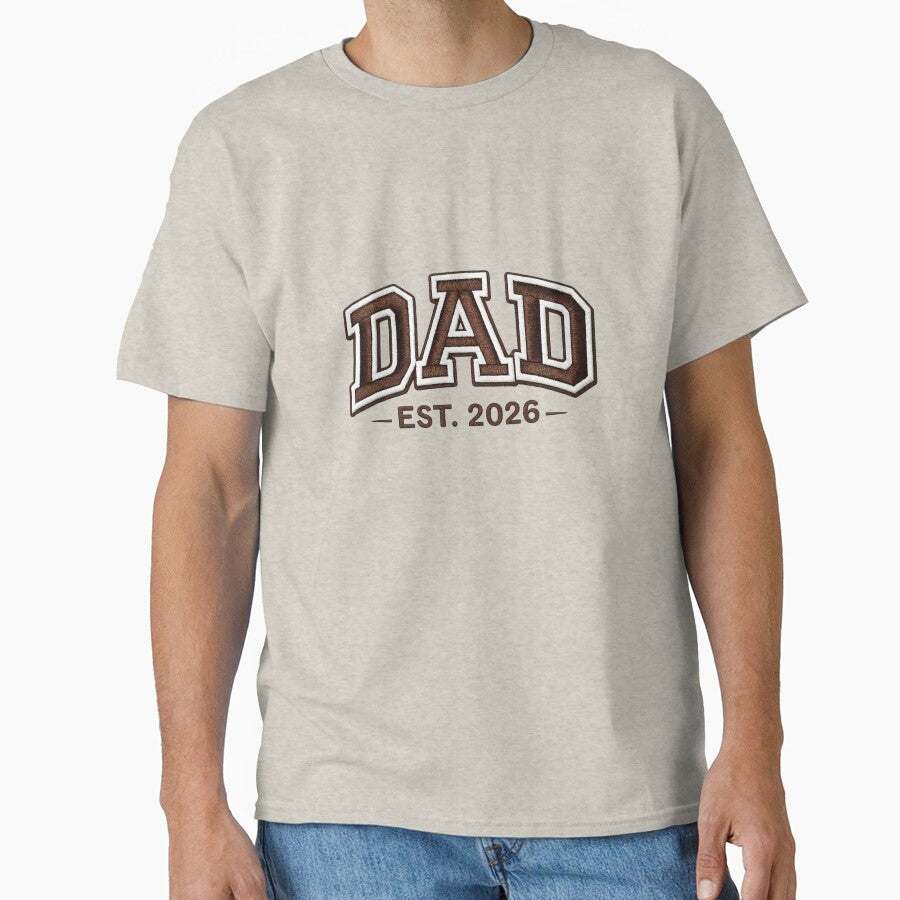 Dad EST. 2026 Varsity Embroidery Style Typography | New Dad Gift | Father’s Day Design by  Mirai_Art