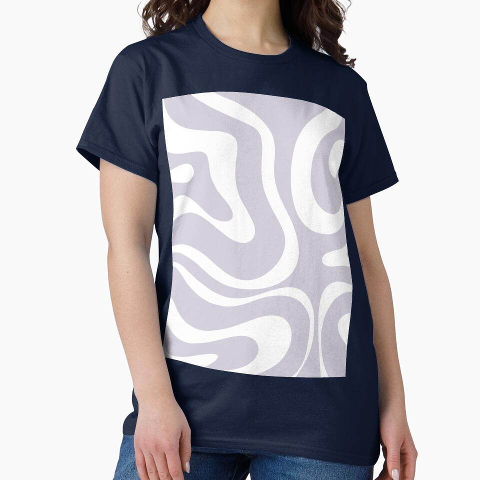 Retro Modern Liquid Swirl Abstract Pattern Square in Light Lilac Purple and White by kierkegaard