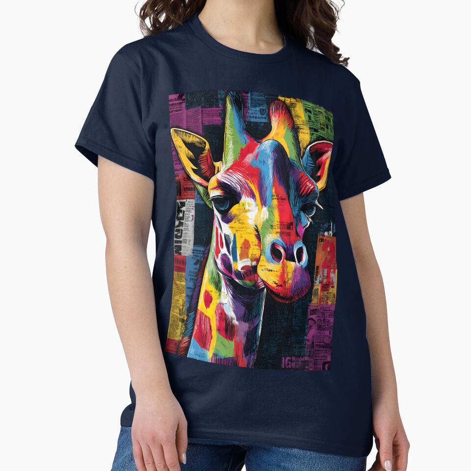 Bold Giraffe Spirit - Dynamic Multicolored Wildlife Artwork with Textured Background by OlfactoART Studio