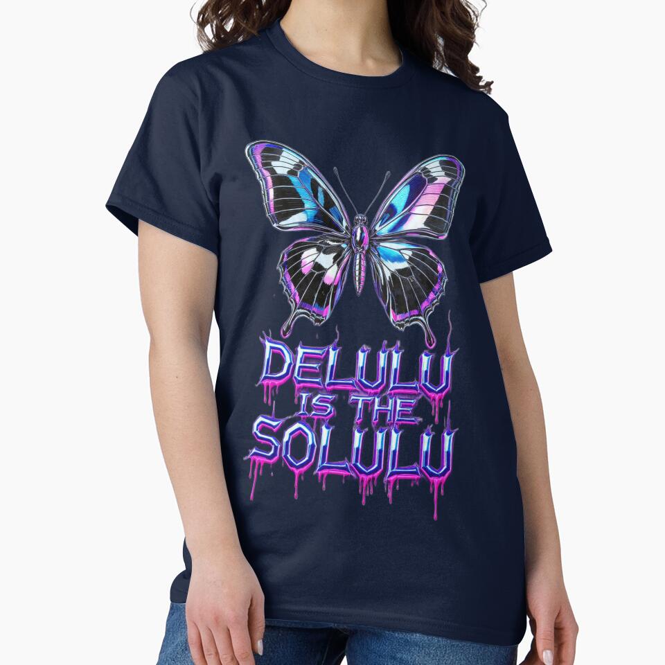 Y2K Chrome Butterfly Delulu Is The Solulu by ChinzorigBAY