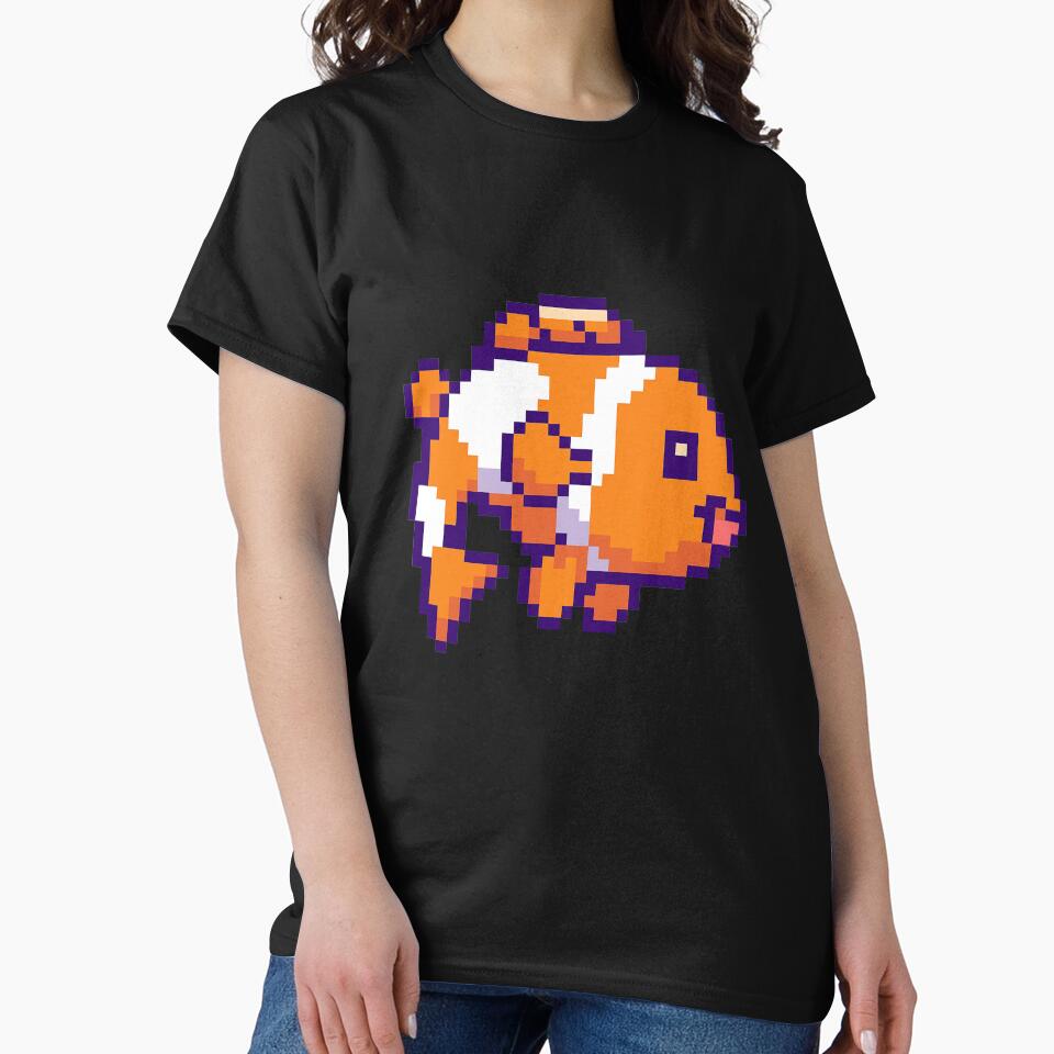 Pixel clownfish in orange and white by PixelMarrero