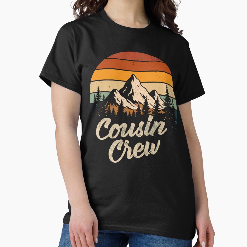 Cousin Crew Mountain Hiking - Retro Sunset Outdoor Art by BendyBeasts