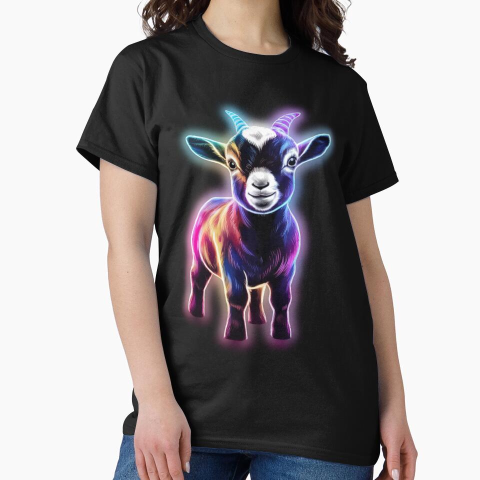 Small Young Little Cute Baby Goat Neon by JackJacek