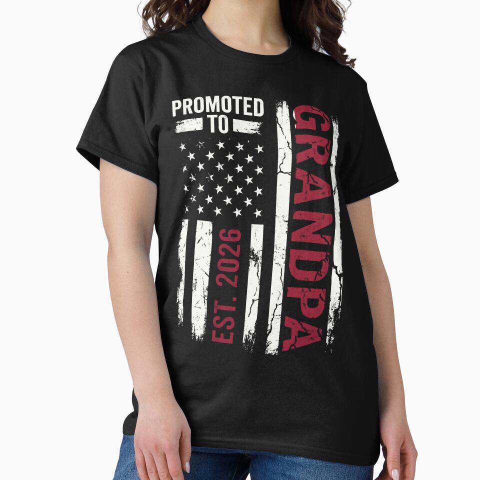 Promoted To Grandpa Est 2026 Patriotic American Flag by AdyKurniawan