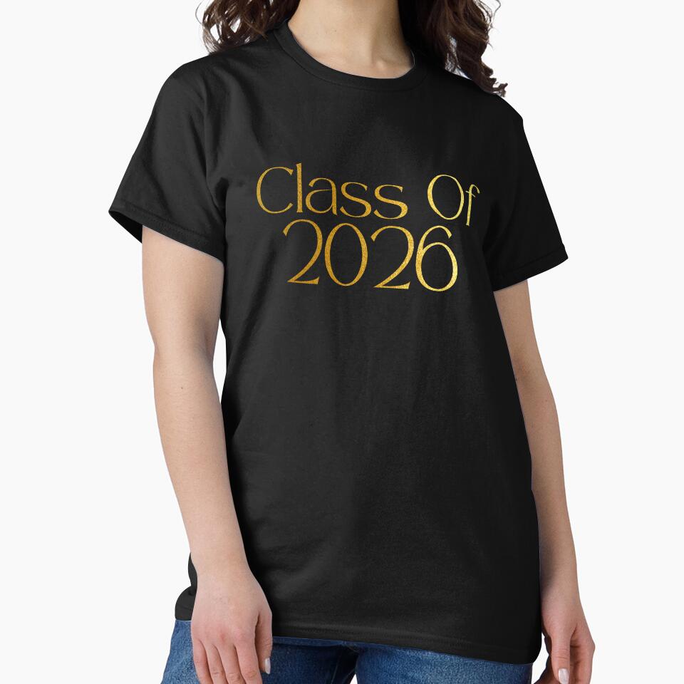 Class of 2026 Senior Grad Graduation 2026 Gold Look Typography on Black by Artycom