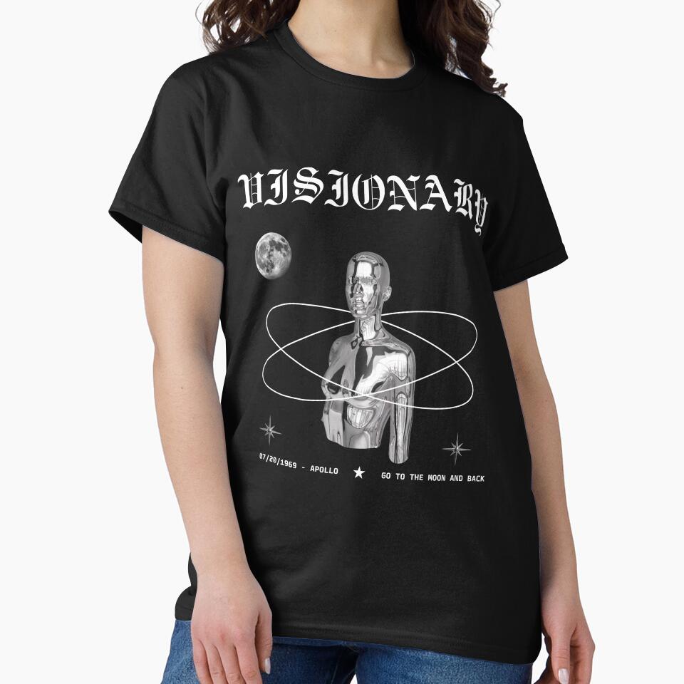 Aesthetic Black and White Apollo-11 VISIONARY T-Shirt by YourEnvy