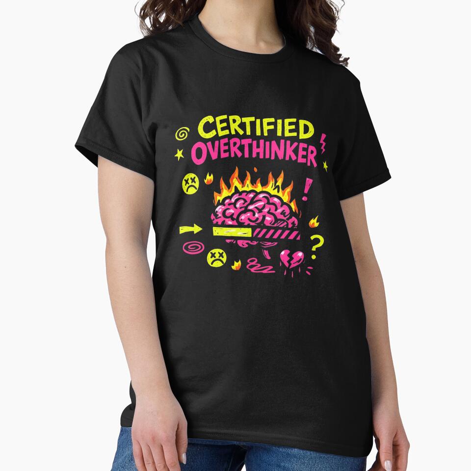 Certified Overthinker – Brain on Fire Chaotic Sticker by Timeless Junction