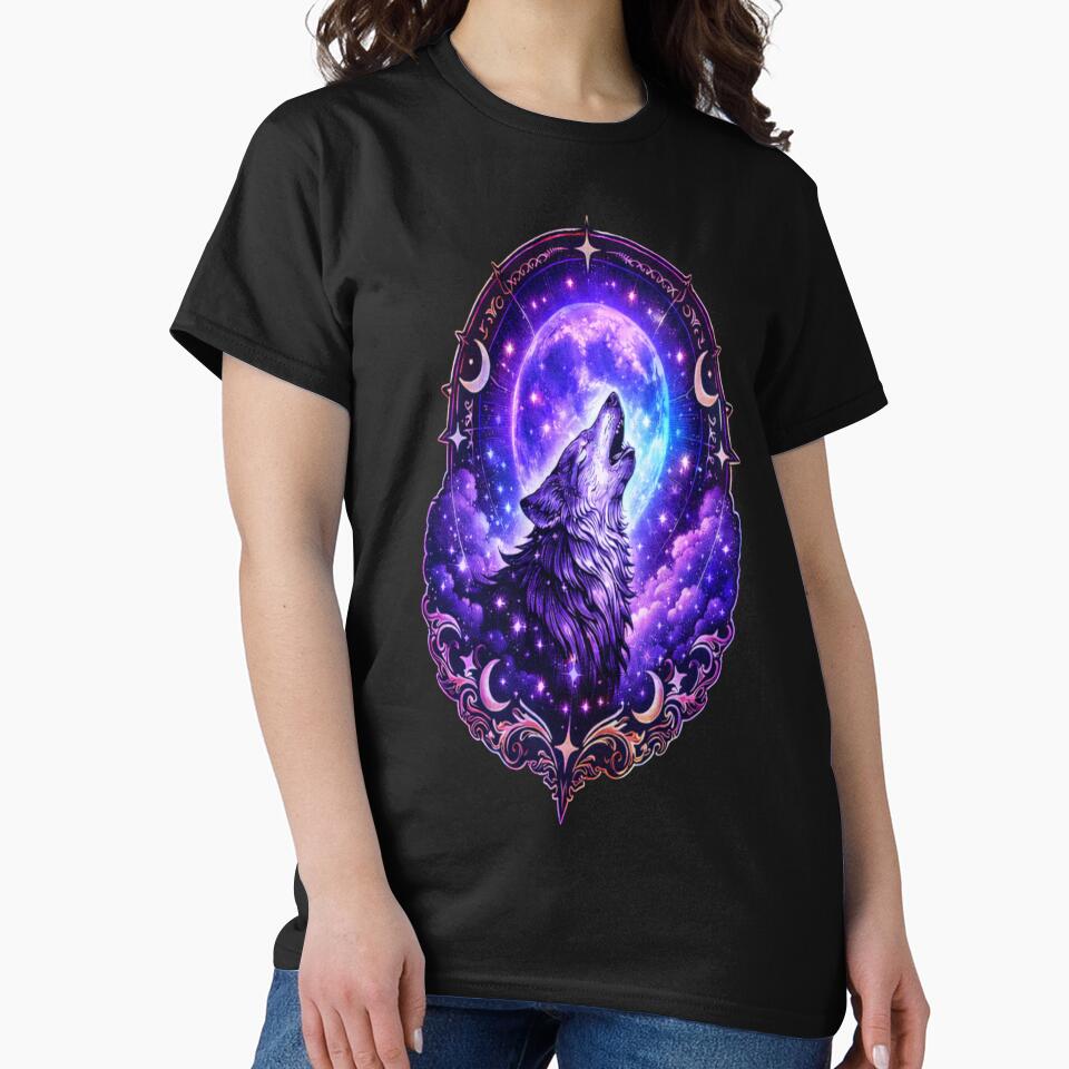 Gothic Wolf Howling at Purple Moon by LunarStillCo