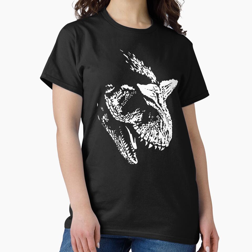 Carnotaurus Roaring Dinosaur Black & White by Woman's Intimacy