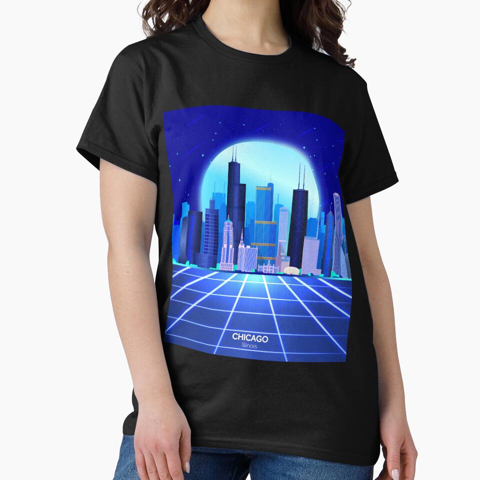 Chicago Cityscape Retrowave by MaiZephyr