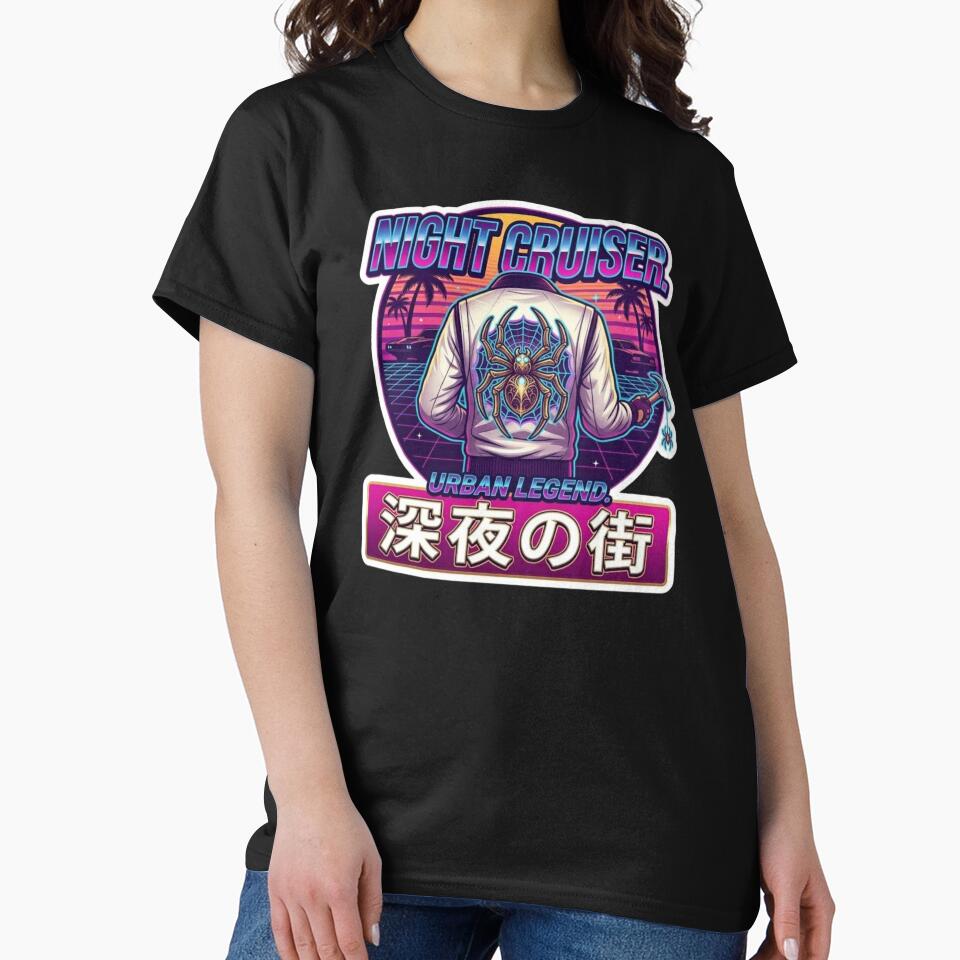 Retrowave Night Cruiser: Neon Spider Jacket & Japanese Aesthetic by Jaroslaw-S