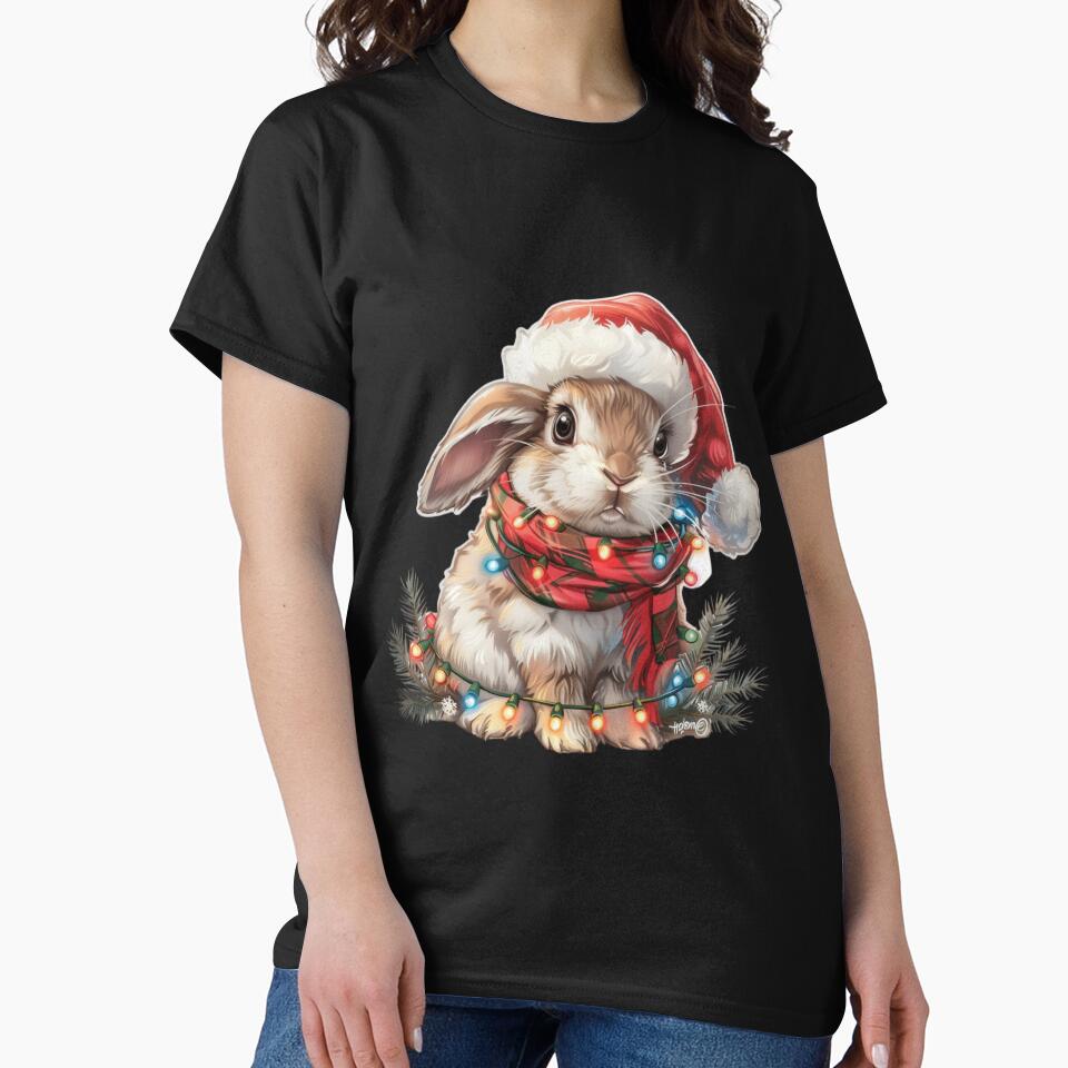 High Detail Christmas Rabbit with Lights, Santa Hat, and Scarf by tjnextgen99