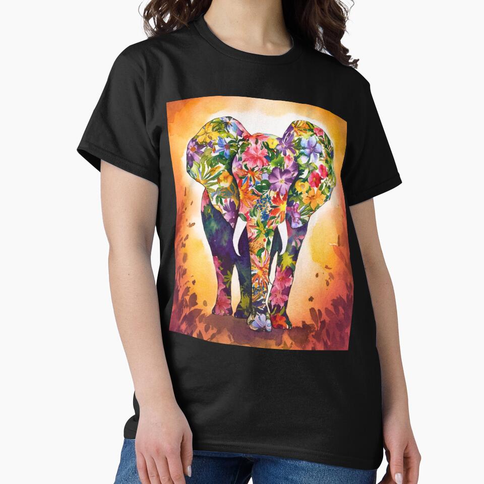 Elephant Portrait. abstract elephant, elephant silhouette, floral elephant by ElephantVibes